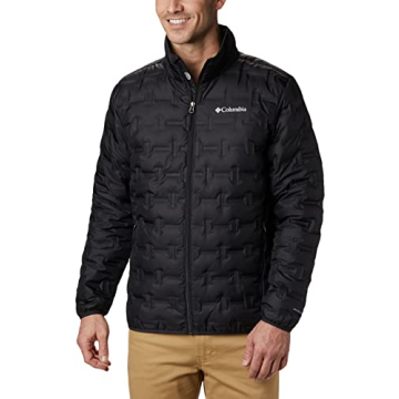 Columbia Men's Delta Ridge Down Jacket - Lightweight Down Insulation, Black, Medium