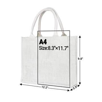 Segarty Tote Bags, 6 Pack Small White Burlap Jute Reusable Canvas Gift Favors Bag with Handles Blank...