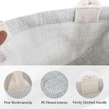 Segarty Tote Bags, 6 Pack Small White Burlap Jute Reusable Canvas Gift Favors Bag with Handles Blank Tote Bulk for Bridesmaid Wedding, Women Market Grocery Shopping, Bachelorette Party, Beach Trip