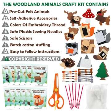 CiyvoLyeen Woodland Animals Craft Kit - DIY Felt Plushies for Kids