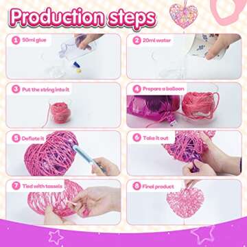 ESOXOFFORE 3D String Art Kit for Kids,Christmas Birthday Gifts for 8 9 10 11 12 Year Old Girls Boys,Arts and Crafts for Girls Ages 8-12 Heart Star Round Lantern Toys 20 Multi-Colored LED Bulbs