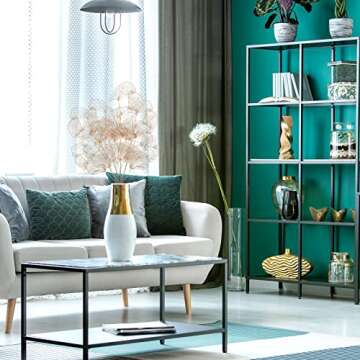 Firlar 6 Pack 26.8 Inch Artificial Ginkgo Leaves Branches, Plastic Ginkgo Picks Fake Golden Ginkgo L...