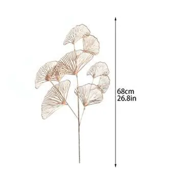 Firlar 6 Pack 26.8 Inch Artificial Ginkgo Leaves Branches, Plastic Ginkgo Picks Fake Golden Ginkgo Leaves Stem Simulation Plant Bushes for DIY Craft Table Centerpiece Home Party Wedding Decor