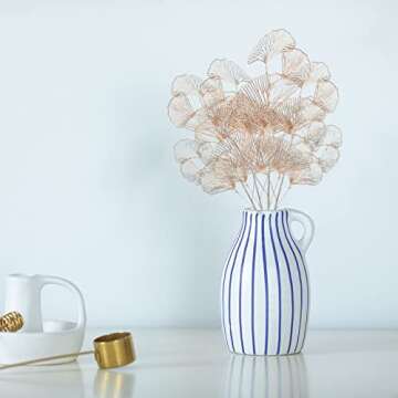 Firlar 6 Pack 26.8 Inch Artificial Ginkgo Leaves Branches, Plastic Ginkgo Picks Fake Golden Ginkgo Leaves Stem Simulation Plant Bushes for DIY Craft Table Centerpiece Home Party Wedding Decor