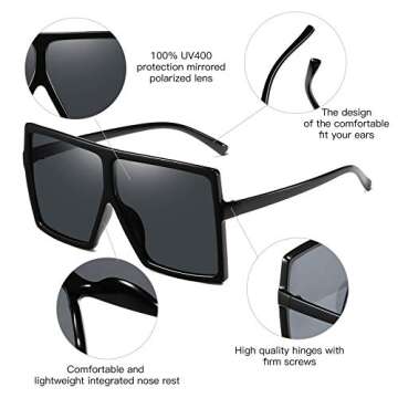 Hilbalm 3 pieces sunglasses for Women and Men Large Frame Retro Square glasses((3 Pack) black/Leopard/orange)