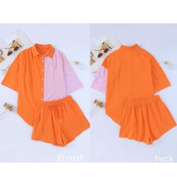 Stylish Fixmatti Women Colorblock Two Piece Summer Set