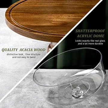 Elegant Acacia Wood Cake Stand with Acrylic Cover