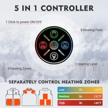 Heated Vest for Women - Fawutii 8 Heating Zones Black