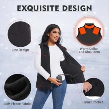 Heated Vest for Women - Fawutii 8 Heating Zones Black