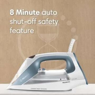 Reliable Velocity 180IR Patented Compact Vapor Generator Steam Iron with no leak or drip technology. Perfect for Clothes, Sewing, Quilting and Crafting, Ceramic Soleplate, Continuous Steam Ironing