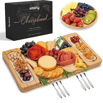 SMIRLY Charcuterie Boards Gift Set: Charcuterie Board Set, Bamboo Cheese Board Set - House Warming G...