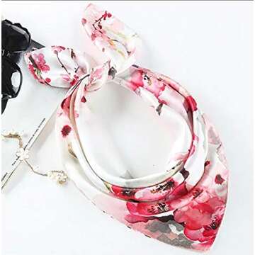 ANDANTINO 100% Pure Mulberry Silk Square Scarf for Hair-27''x27''- Soft Breathable Lightweight Satin Silk Neckerchief Headscarf (Wintersweet)