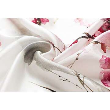 ANDANTINO 100% Pure Mulberry Silk Square Scarf for Hair-27''x27''- Soft Breathable Lightweight Satin Silk Neckerchief Headscarf (Wintersweet)