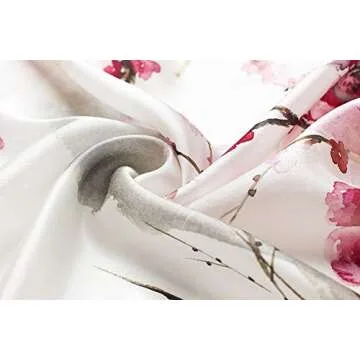 ANDANTINO 100% Pure Mulberry Silk Square Scarf for Hair-27''x27''- Soft Breathable Lightweight Satin Silk Neckerchief Headscarf (Wintersweet)