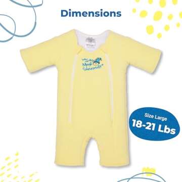 Magic Sleepsuit Baby Merlin's Microfleece Baby Transition Swaddle Sleepsuit for Infants 6-9 Months - Large Baby Sleep Suit with Double Zipper for Easy Diaper Changes - Yellow