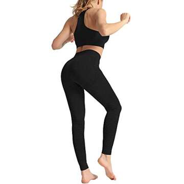 WodoWei Women 2 Piece Workout Outfits Sports Bra Seamless Leggings Yoga Gym Activewear Set (YO610-black-L)
