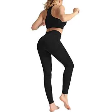 WodoWei Women 2 Piece Workout Outfits Sports Bra Seamless Leggings Yoga Gym Activewear Set (YO610-black-L)