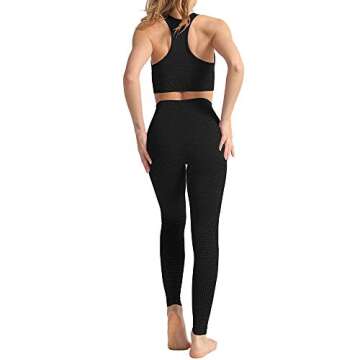 WodoWei Women 2 Piece Workout Outfits Sports Bra Seamless Leggings Yoga Gym Activewear Set (YO610-black-L)