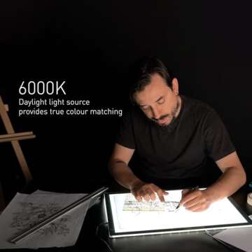 Daylight Wafer 3 LED Lightbox, Dimmable with Memory Function, Perfect for Tracing, Sketching, Scrapb...