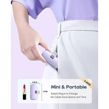 Compact 5000mAh Portable Charger for iPhone with Lightning Cable