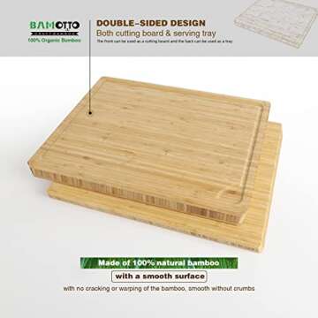 BAMOTTO Bamboo Cutting Board - Heavy Duty & Eco-Friendly