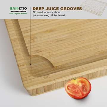 BAMOTTO Bamboo Cutting Board - Heavy Duty & Eco-Friendly