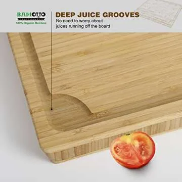 BAMOTTO Bamboo Cutting Board - Heavy Duty & Eco-Friendly
