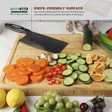 BAMOTTO Bamboo Cutting Board - Heavy Duty & Eco-Friendly