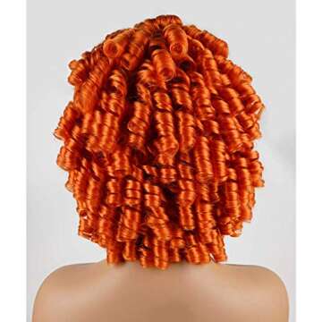 andromeda Orange Wigs for Black Women Soft Afro Short Curly Wig with Bangs Heat Resistant Fiber Hair Halloween Cosplay Wigs for Women (Orange Copper)