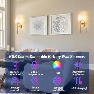 Nekhung Battery Operated Wall Sconces Set of 2 stylish lighting