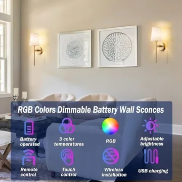 Nekhung Battery Operated Wall Sconces Set of 2 stylish lighting