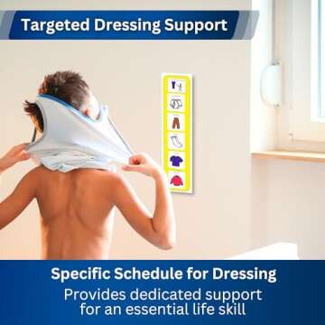 I Can Dress Myself - Daily Schedule - Premium Durable Plastic - Visual Schedule for Kids with Autism - 12 Clothing Cards - Autism Learning Materials – Special Education (English)