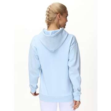 THE GYM PEOPLE Women's Basic Pullover Hoodie Loose fit Ultra Soft Fleece hooded Sweatshirt With Pockets (fleece lined-Light Blue, Medium)