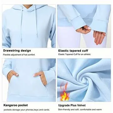 THE GYM PEOPLE Women's Basic Pullover Hoodie Loose fit Ultra Soft Fleece hooded Sweatshirt With Pockets (fleece lined-Light Blue, Medium)