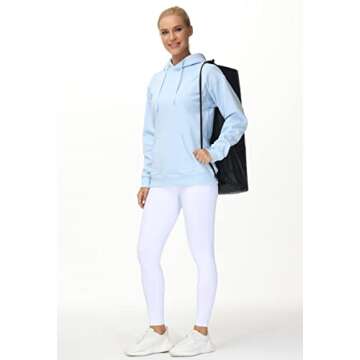 THE GYM PEOPLE Women's Basic Pullover Hoodie Loose fit Ultra Soft Fleece hooded Sweatshirt With Pockets (fleece lined-Light Blue, Medium)