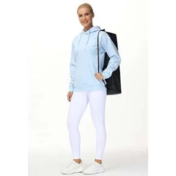 THE GYM PEOPLE Women's Basic Pullover Hoodie Loose fit Ultra Soft Fleece hooded Sweatshirt With Pockets (fleece lined-Light Blue, Medium)