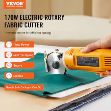 VEVOR Electric Rotary Fabric Cutter - 170W, Multi-Layer Cutting Machine with Replacement Blades