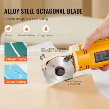 VEVOR Electric Rotary Fabric Cutter for Multi-Layer Cutting