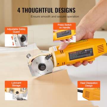 VEVOR Electric Rotary Fabric Cutter for Multi-Layer Cutting