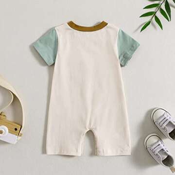Baby Boy Summer Romper with Snap Button Convenience