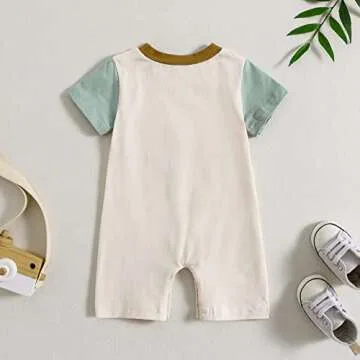 Baby Boy Summer Romper with Snap Button Convenience