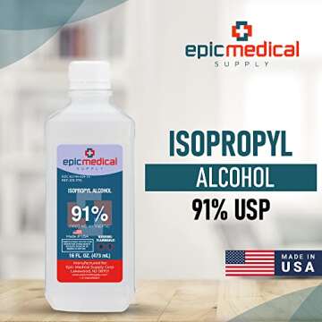 Epic Medical Supply Isopropyl Alcohol 91%, 16 oz. Bottle, Multipurpose First Aid Antiseptic (2)