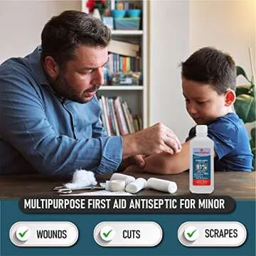 Epic Medical Supply Isopropyl Alcohol 91%, 16 oz. Bottle, Multipurpose First Aid Antiseptic (2)