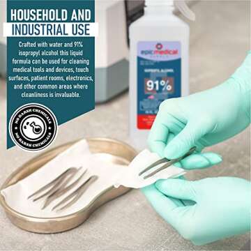 Epic Medical Supply Isopropyl Alcohol 91%, 16 oz. Bottle, Multipurpose First Aid Antiseptic (2)