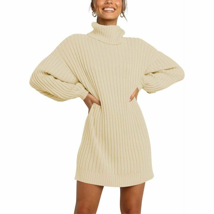 Prinbara Women's Oversized Turtleneck Sweater Dress
