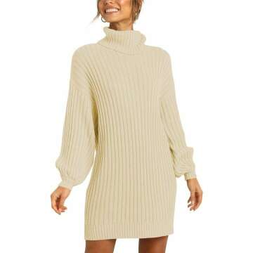 Prinbara Women's Oversized Turtleneck Sweater Dress