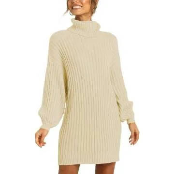 Prinbara Women's Oversized Turtleneck Sweater Dress
