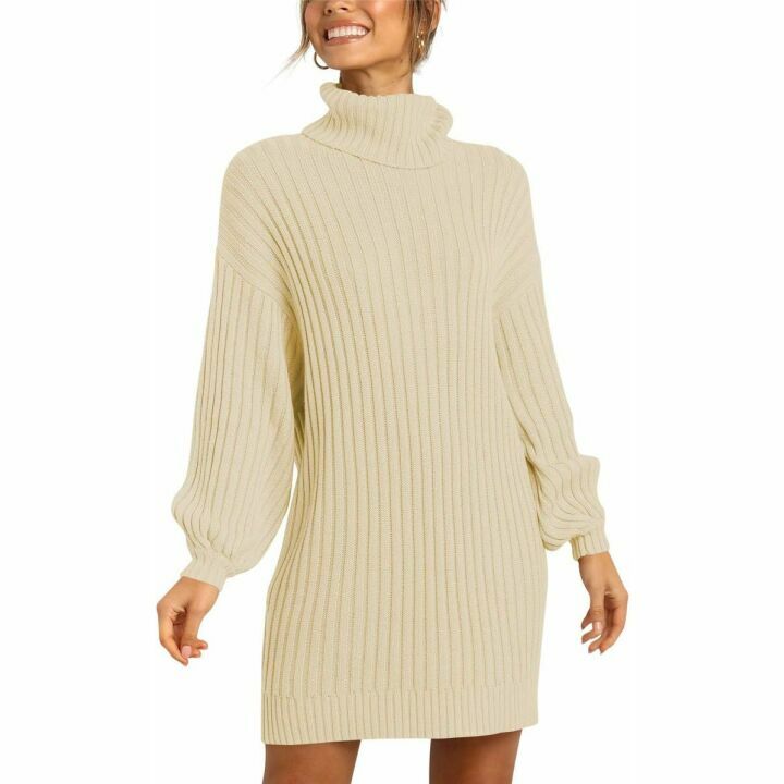Prinbara Women's Oversized Turtleneck Sweater Dress