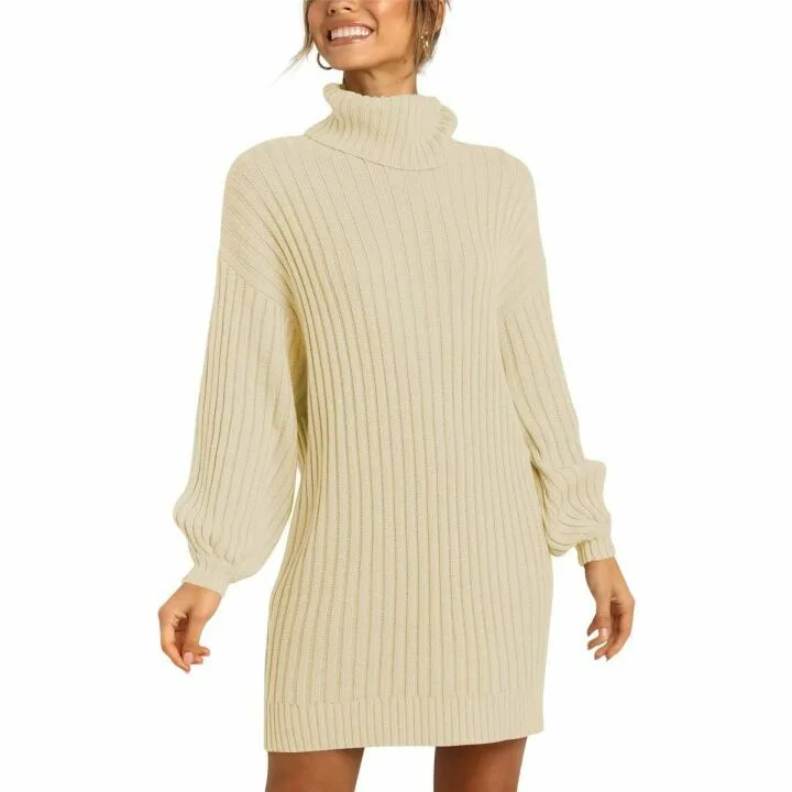 Prinbara Women's Oversized Turtleneck Sweater Dress