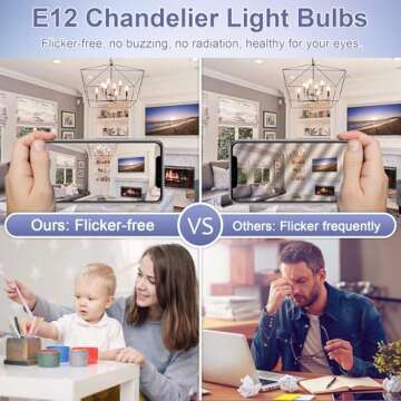 Sailstar Candelabra Light Bulbs 60 Watt Equivalent, 4000K Natural Daylight, 5W E12 Small Base Type B LED Bulbs, 500 Lumens, Chandelier Ceiling Fan Light Bulbs, CRI 85, Non-dimmable, Pack of 3